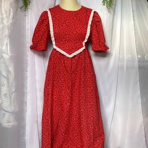 Vintage 1970s Red Maxi Dress | Cottagecore